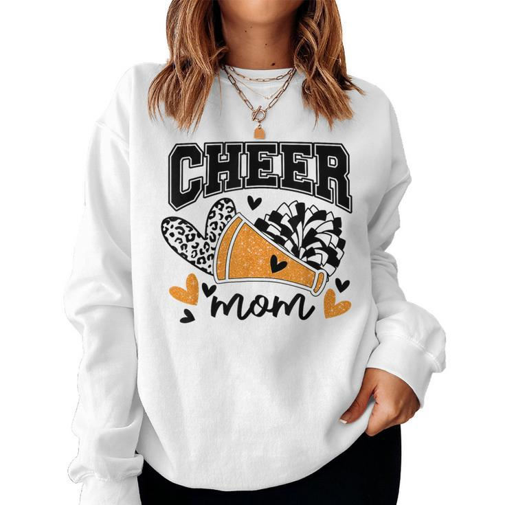 Cheer Mom Biggest Fan Cheerleader Black And Orange Pom Pom Women Sweatshirt