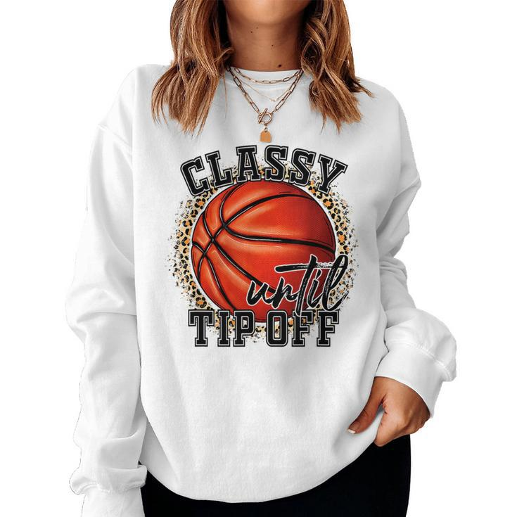 Classy Until Tip Off Basketball Mom Leopard Women Kids Sweatshirt