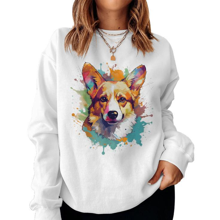 Corgi Mom Dog Lover Colorful Artistic Corgi Owner Women Sweatshirt
