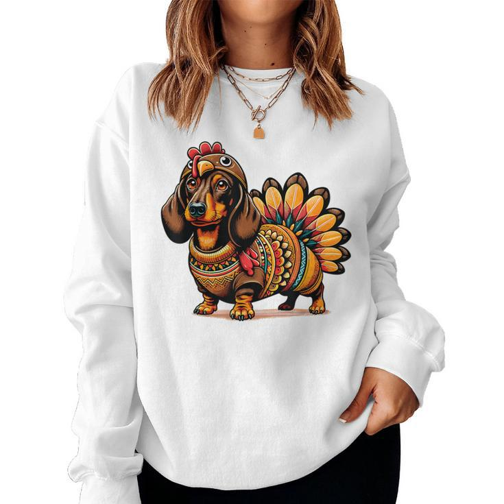 Dachshund Dog Weiner Turkey Costume Thanksgiving Girls Women Sweatshirt