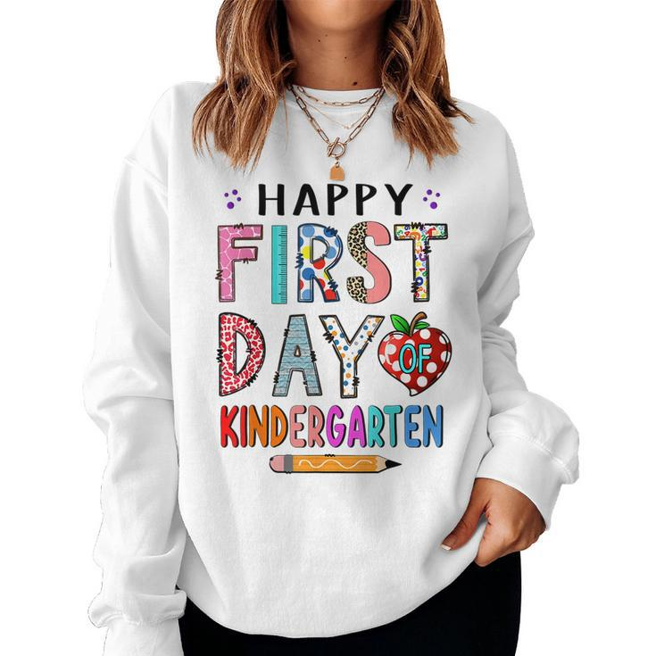 First Day Of Kindergarten Back To School Teacher Boys Girls  Women Crewneck Graphic Sweatshirt