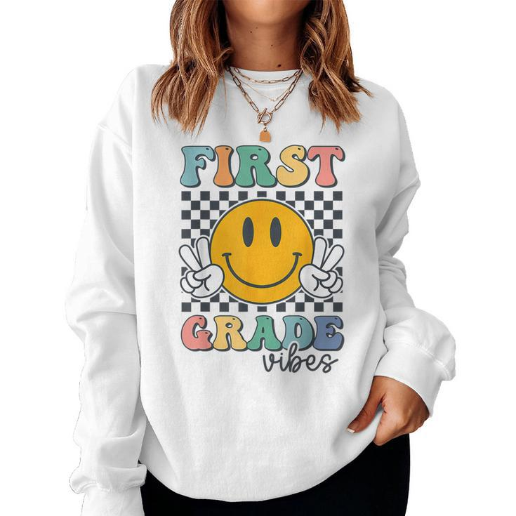 First Grade Vibes Retro Smile Back To School 1St Grade Team Women Sweatshirt