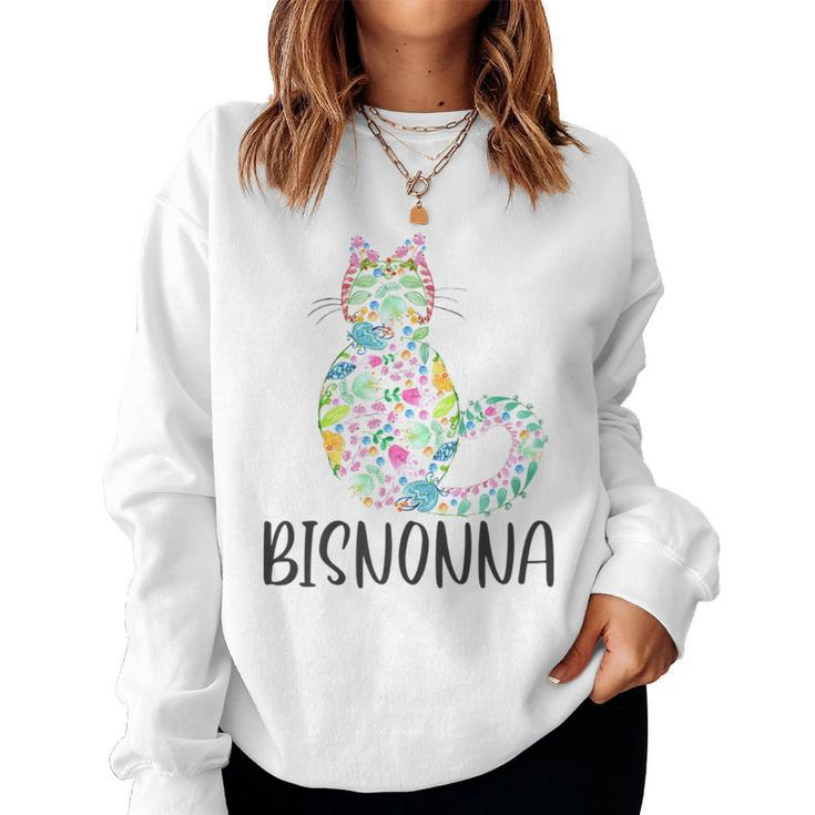 Floral Cat Bisnonna Italian Great Grandma White Women Sweatshirt