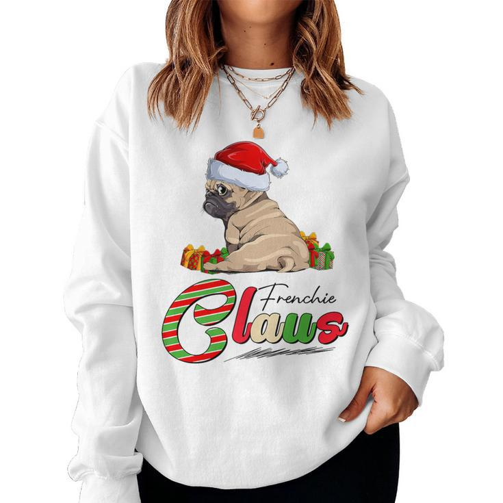 Frenchie Claus Dog Lovers Santa Hat Ugly Christmas Sweater Women Sweatshirt
