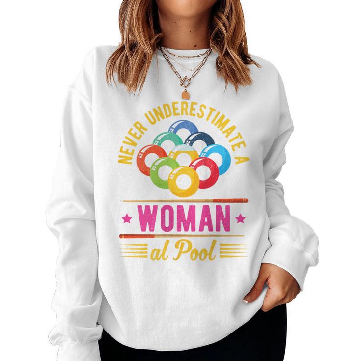 Billiard Never Underestimate A Woman At Pool Women Sweatshirt