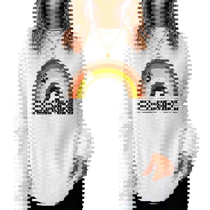 Gay Bear Illinois Rainbow Pride Vintage Distressed Women Sweatshirt