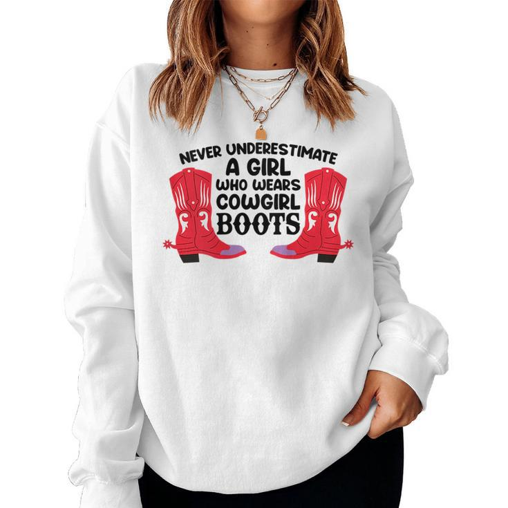 A Girl Who S Cowgirl Boots Linedance Western Women Sweatshirt