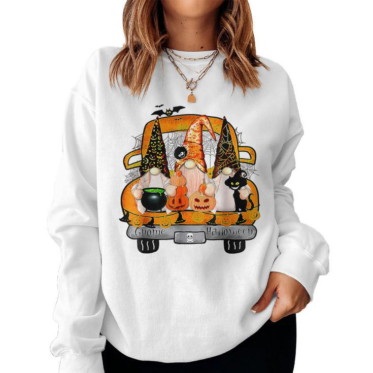Gnome Witch Halloween Pumpkin Autumn Fall Holiday Women Sweatshirt