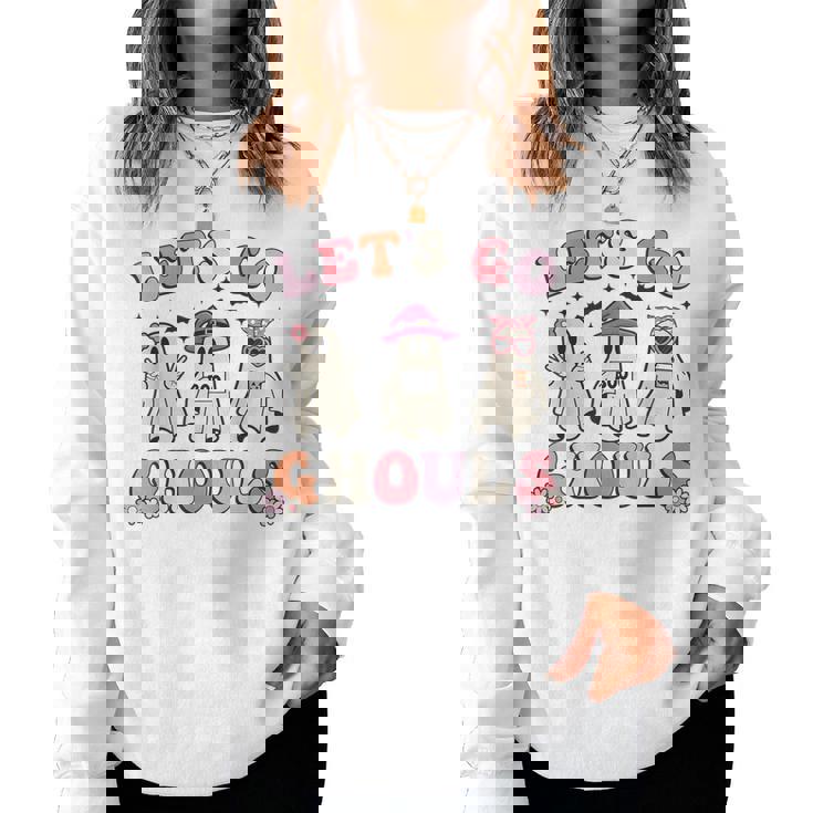 Lets Go Ghouls Retro Halloween Ghost Toddler Girl Women Sweatshirt
