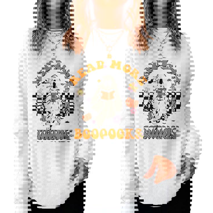 Groovy Halloween Read More Books Cute Boo Read A Book Women Sweatshirt