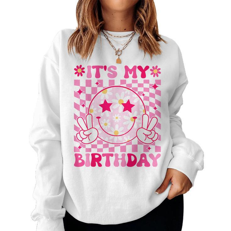 Groovy It's My Birthday Ns Girls Kid Bday Flower Women Sweatshirt