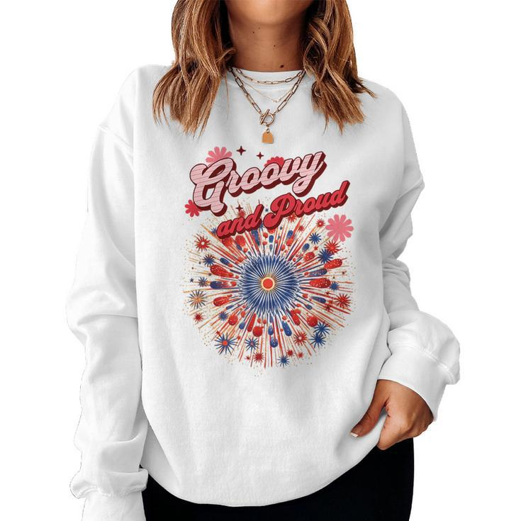 Groovy And Proud Fireworkds And Flowers Women Sweatshirt