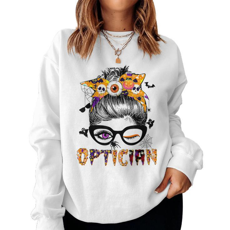 Halloween Optician Costume Messy Bun Hair Women Sweatshirt