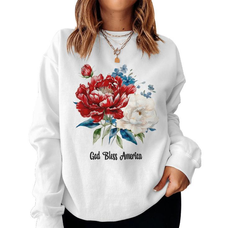 Happy 4Th Of July For Women God Bless America Red Whi Women Sweatshirt