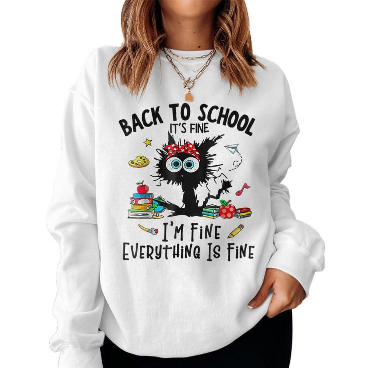Happy First Day Of School Teacher Funny Back To School Girls  Women Crewneck Graphic Sweatshirt