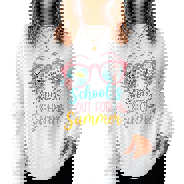 Hello Summer Floral Flamingo Schools Out For Summer Vibes Women Sweatshirt