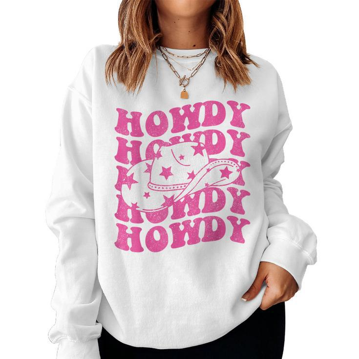 Howdy Southern Western Girl Country Rodeo Pink Cowgirl Retro Women Sweatshirt