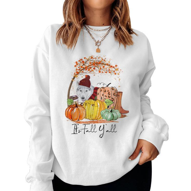 It's Fall Y'all Pumpkin Czechoslovakian Wolfdog Thanksgiving Women Sweatshirt