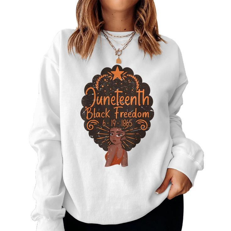 Junenth Celebrations Through Glasses Of Bold Black Women  Women Crewneck Graphic Sweatshirt