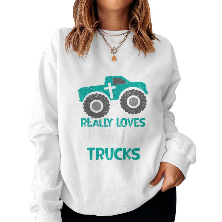 Kids I Love Jesus And Trucks Women Sweatshirt