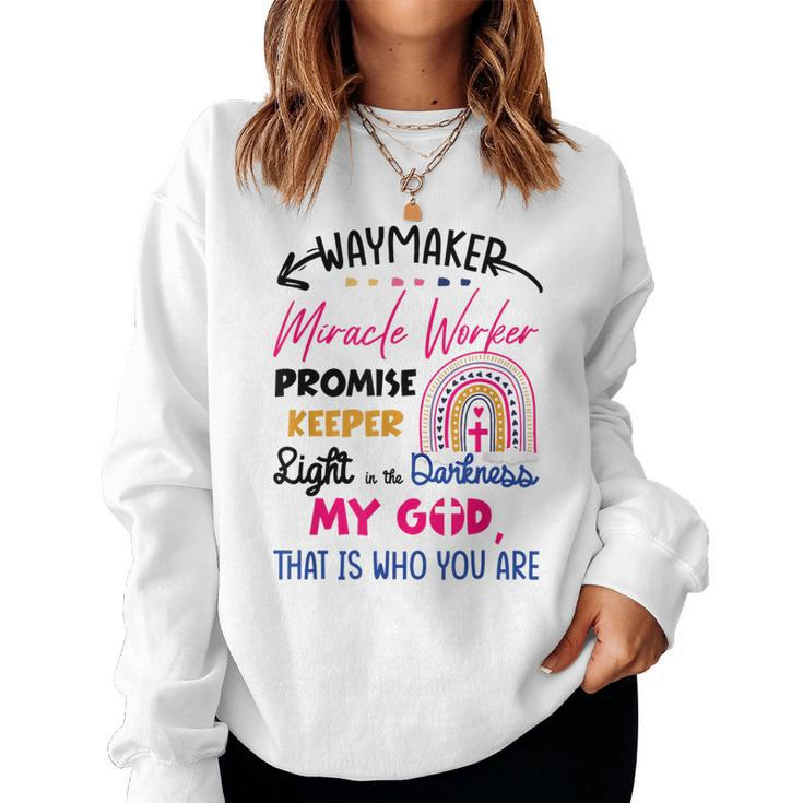 Kids Waymaker Miracle Worker Rainbow Boho Christian Women Sweatshirt