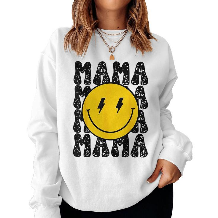 Mama And Dada Smiling Face Bolt Eyes Pregnancy Announcement  Women Crewneck Graphic Sweatshirt