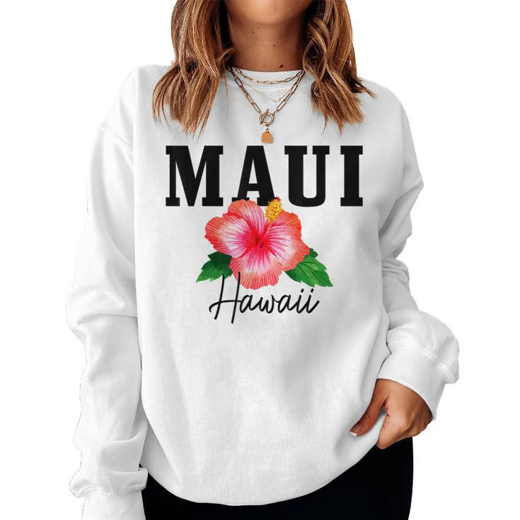 Maui Hawaii Floral Hibiscus Surf Surfer Vintage Hawaiian Women Sweatshirt