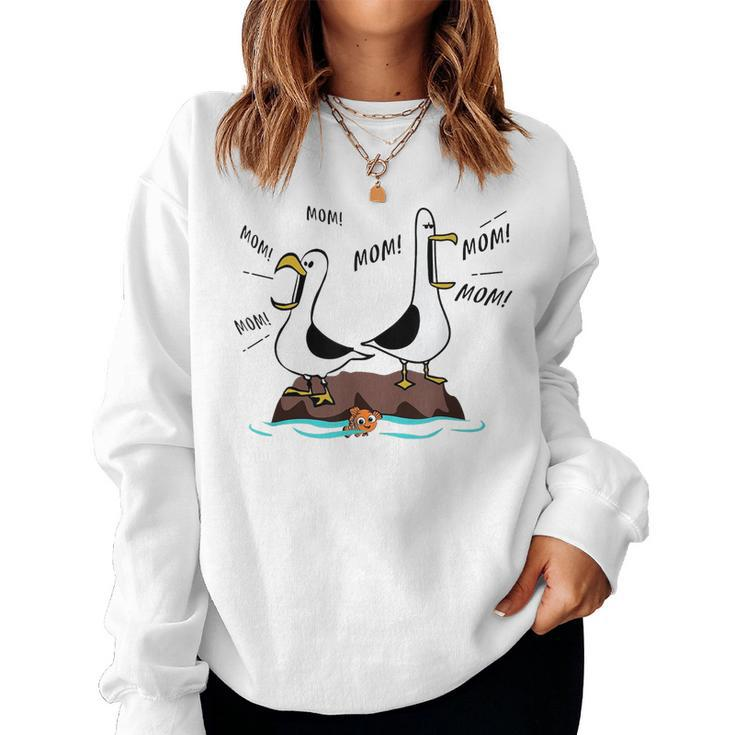 Mom Mom Mom Seagull Family Mother Women Crewneck Graphic Sweatshirt
