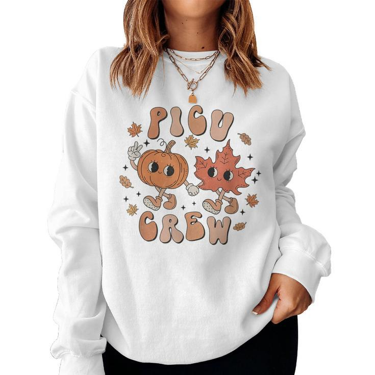 Picu Crew Pumpkin Thanksgiving Fall Pediatric Icu Nurse Women Sweatshirt