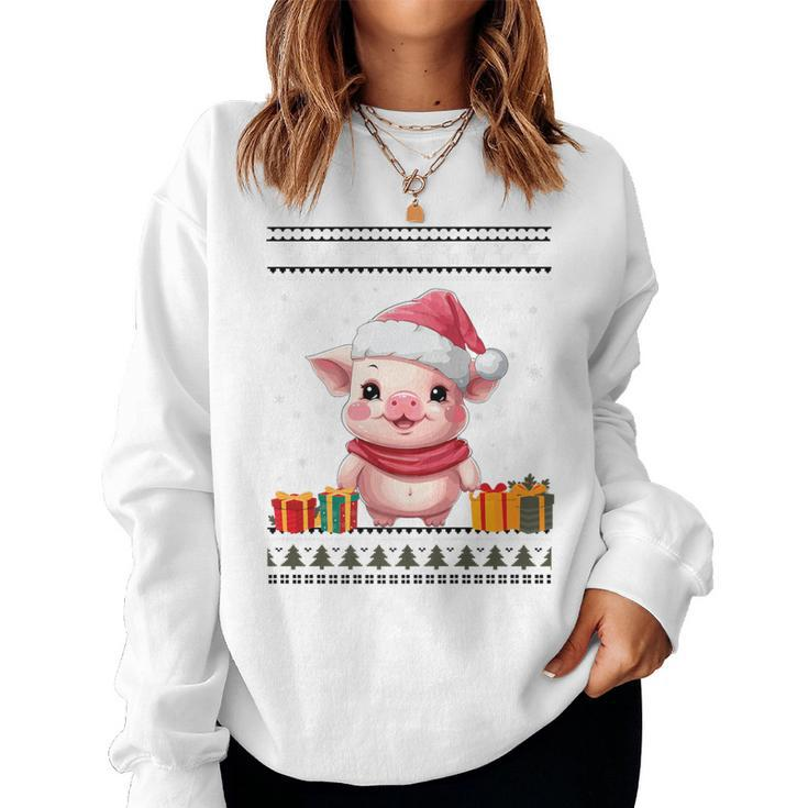 Pig Christmas Santa Hat Ugly Christmas Sweater Women Sweatshirt