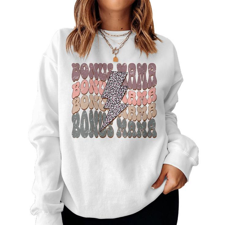 Retro Bonus Mama Leopard Lightning Bolt Western Stepmother For Mama Women Sweatshirt