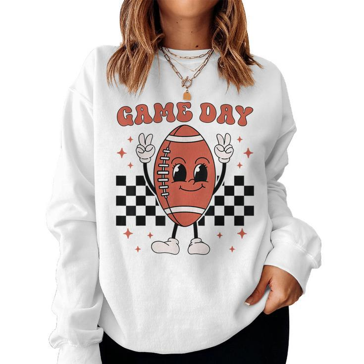 Retro Groovy Game Day American Football Players Fans Outfit Women Sweatshirt