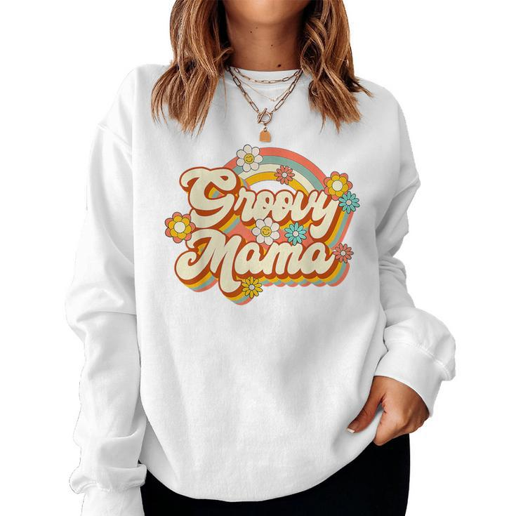 Retro Groovy Mama Family Birthday 60S 70S Hippie Costume Women Sweatshirt