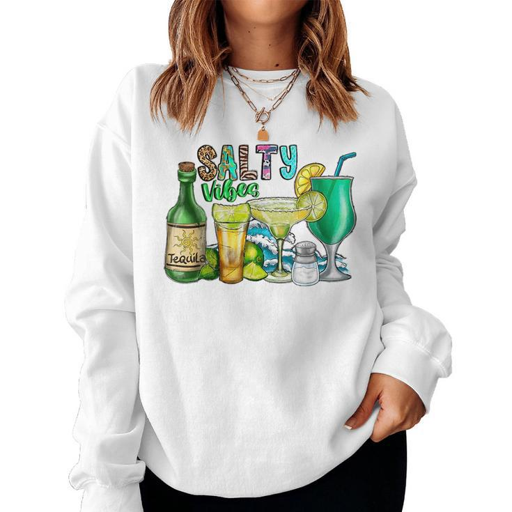Salty Summer Vibes Drink Tequila Margarita Vacation Wave Women Sweatshirt