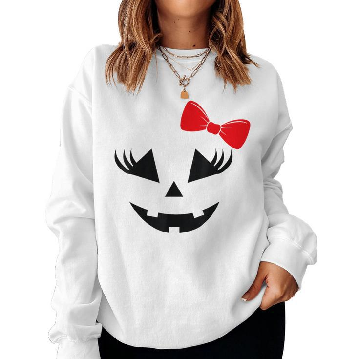 Scary Spooky Jack O Lantern Face Pumpkin Halloween Women Sweatshirt