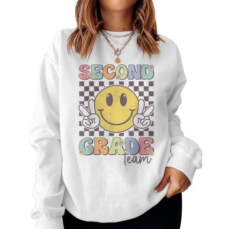 Second Grade Team Smile Face 2Nd Grade Back To School Women Sweatshirt