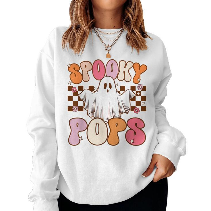 Spooky Pops Halloween Dad Ghost Costume Retro Groovy Women Sweatshirt