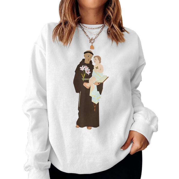 St Anthony Of Padua Vintage Catholic Saint Infant Jesus Women Sweatshirt