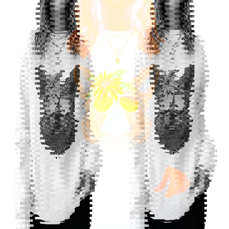 Summer Pembroke Welsh Corgi Tropical Holiday Summer Beach Women Sweatshirt