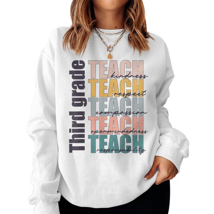 Third Grade Teach 3Rd Grade Teacher Team Back To School Women Sweatshirt