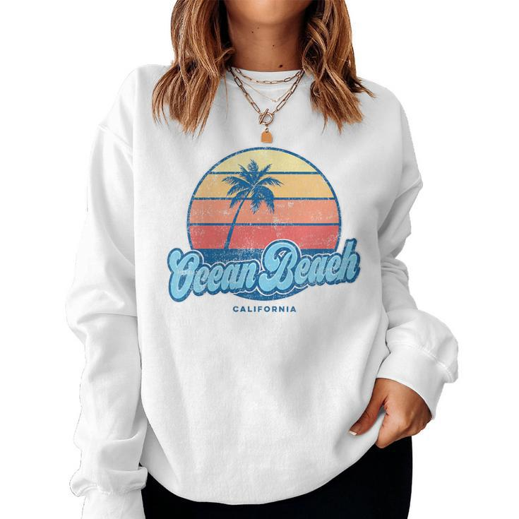 Vintage Ocean Beach California Ca Classic 70S Retro Surfer Women Sweatshirt