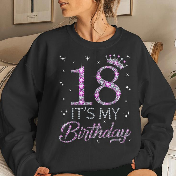 18 It's My Birthday Pink Crown Happy 18Th Birthday Girl Women Sweatshirt Gifts for Her