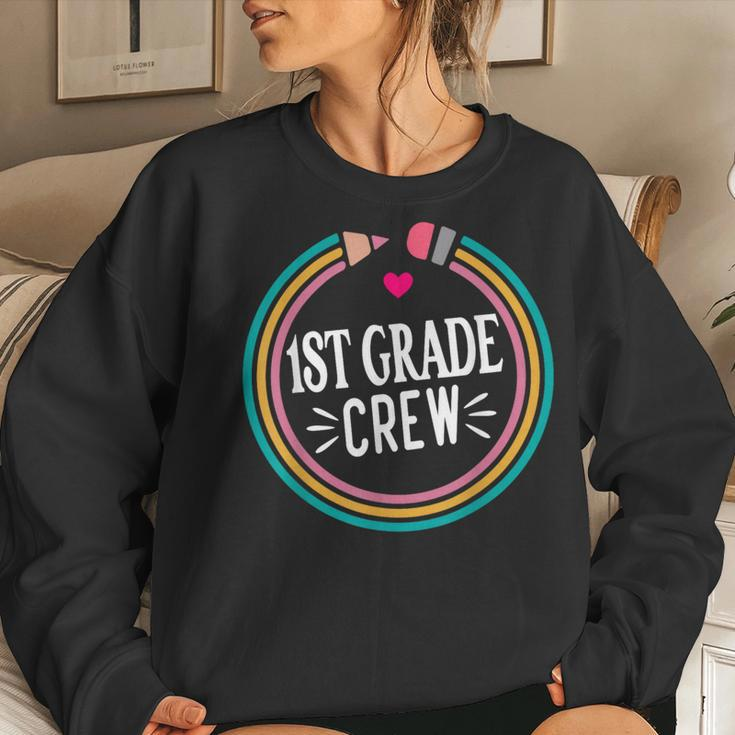 1St Grade Crew - Happy First Day Of School Preschool Teacher Women Crewneck Graphic Sweatshirt Gifts for Her