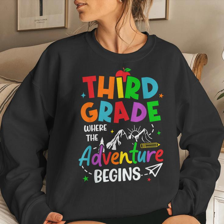 3Rd Grade Where The Adventure Begins Back To School Teacher Women Sweatshirt Gifts for Her