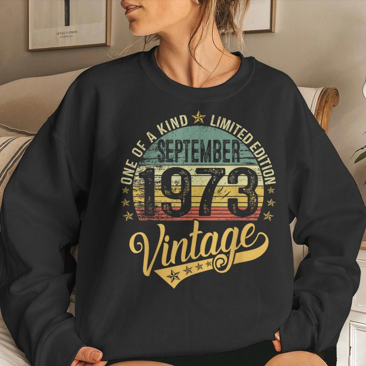 50Th Birthday 50 Years Vintage September 1973 Retro Women Sweatshirt Gifts for Her