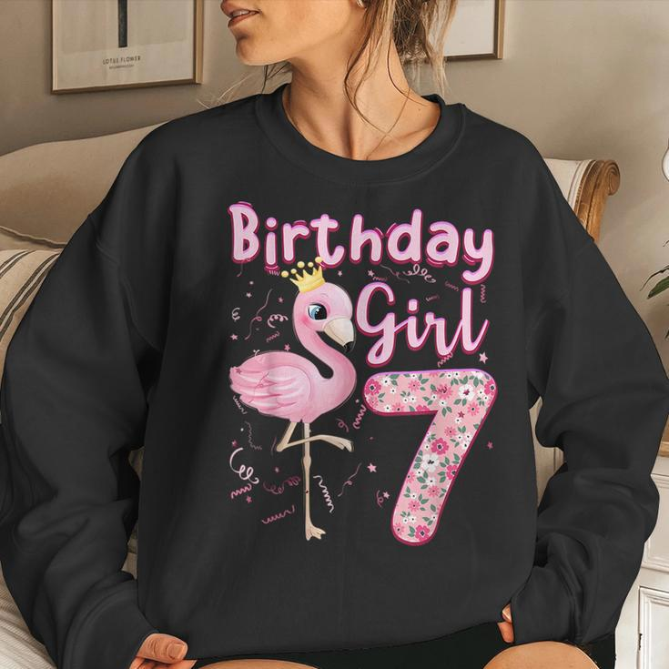 7Th Birthday Girls Flamingo 7 Years Old Tropical Flamingo Women Sweatshirt Gifts for Her
