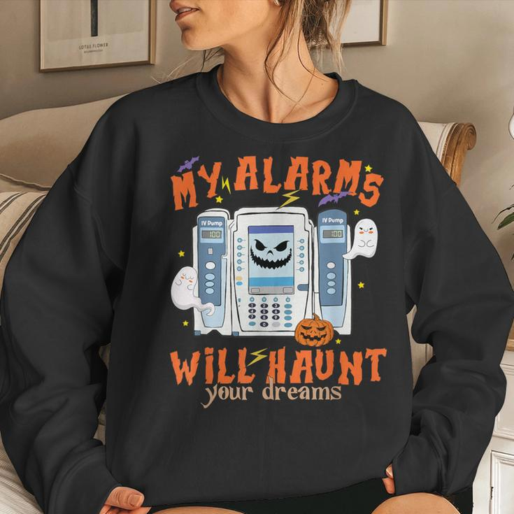 My Alarms Will Haunt Your Dreams Icu Nurse Halloween Women Sweatshirt Gifts for Her
