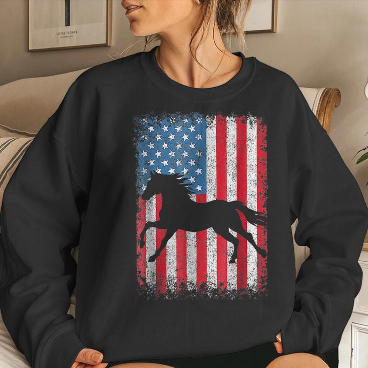 American Flag 4Th Of July Horse Patriotic Vintage Men Women Patriotic Women Sweatshirt Gifts for Her