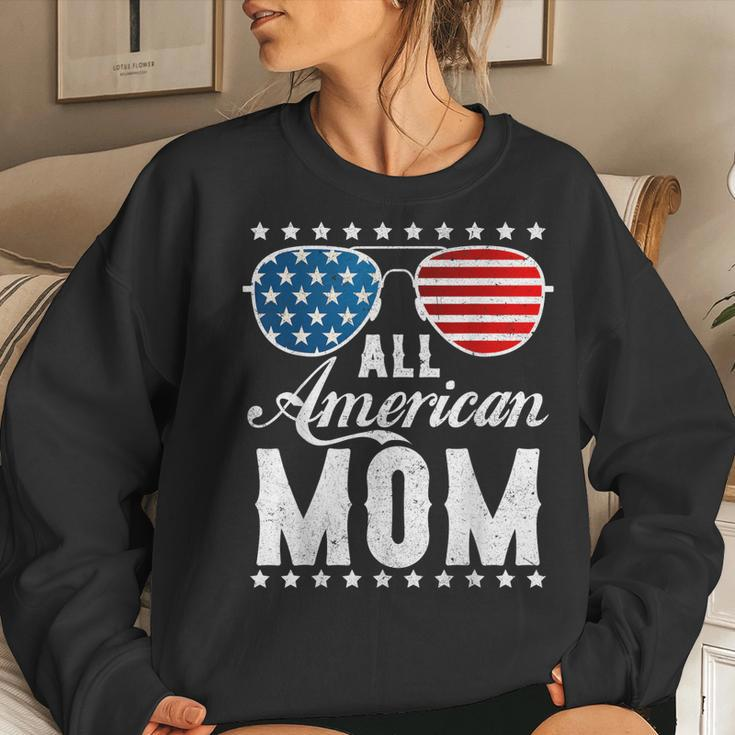 All American Mom - Usa Flag 4Th Of July Matching Sunglasses Women Sweatshirt Gifts for Her