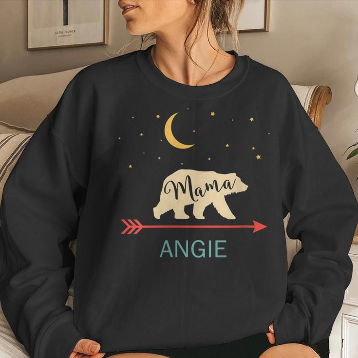 Angie Name Personalized Retro Mama Bear Women Sweatshirt Gifts for Her